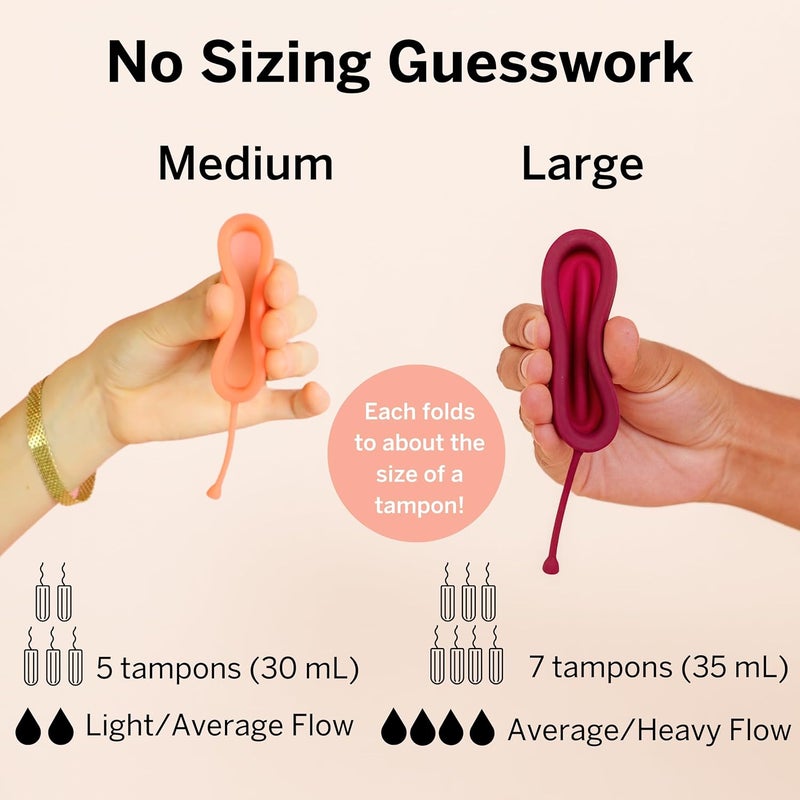 Pixie Cup - 100% Medical-Grade Silicone - Softest Reusable Period Disc - Inserts and Removes Like a Tampon - Capacity of 5 and 7 Tampons (Disc + Applicator Bundle) - Image 5